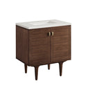 James Martin Amberly 30" Dual Mount Single Bathroom Vanity, Mid-Century Walnut
