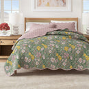 Floral Print & Scalloped Cotton Quilt Set - Gwen Collection by Great Bay Home