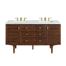 James Martin Amberly 60" Dual Mount Double Bathroom Vanity, Mid-Century Walnut