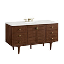 James Martin Amberly 60" Dual Mount Single Bathroom Vanity, Mid-Century Walnut