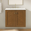 James Martin Laurent 30" Dual Mount Single Bathroom Vanity, Honey Oak