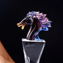 GobekUsa Crystal Horse Trophy: Simulated Horse Head Glass Medal & Decorative Figurine