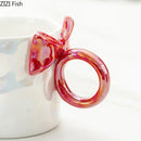Iridescent heart bowknot glazed coffee mug dining room tea cup by Decorbites