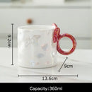 Iridescent heart bowknot glazed coffee mug dining room tea cup by Decorbites