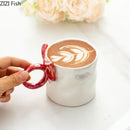 Iridescent heart bowknot glazed coffee mug dining room tea cup by Decorbites