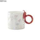 Iridescent heart bowknot glazed coffee mug dining room tea cup by Decorbites