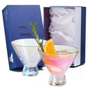 Iridescent Lustered Stemless Martini Glasses Set Of 2 Hammered Cocktail Martini Glasses Luxury Gift by The Wine Savant