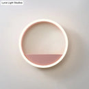 GobekUsa Iron Hoop Flush Mount Wall Light: Macaron Pink/Blue, 12"/16" Wide LED Sconce with Storage Rack – Warm/White Light