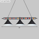 GobekUsa Iron Linear Island Ceiling Light with Cone Shade - Industrial Country Club Style