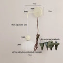 GobekUsa Iron Nordic LED Wall Light with Pull Chain Switch, Adjustable Glass Bedside Lamp