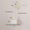GobekUsa Iron Nordic LED Wall Light with Pull Chain Switch, Adjustable Glass Bedside Lamp