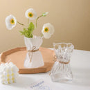 Irregular folded clear glass vase living room flower ornament by Decorbites