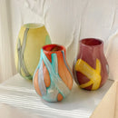 GobekUsa Irregular Geometric Graffiti Glass Vase for Floral Arrangement and Home Decoration