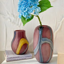GobekUsa Irregular Geometric Graffiti Glass Vase for Floral Arrangement and Home Decoration