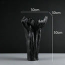 GobekUsa Irregular Resin Vase Black White Flowers Handicraft Ornaments Home Decor