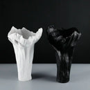 GobekUsa Irregular Resin Vase Black White Flowers Handicraft Ornaments Home Decor