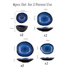 GobekUsa Irregular Shape Ceramic Dinner Set - Blue Color - Eco-Friendly Bowls - KL-265