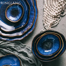 GobekUsa Irregular Shape Ceramic Dinner Set - Blue Color - Eco-Friendly Bowls - KL-265