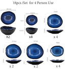 GobekUsa Irregular Shape Ceramic Dinner Set - Blue Color - Eco-Friendly Bowls - KL-265