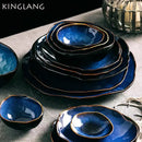 GobekUsa Irregular Shape Ceramic Dinner Set - Blue Color - Eco-Friendly Bowls - KL-265