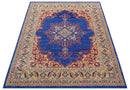 Isfahan Custom Made Traditional Blue And Beige Hand Knotted Wool Rug