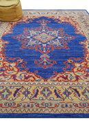Isfahan Custom Made Traditional Blue And Beige Hand Knotted Wool Rug