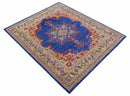 Isfahan Custom Made Traditional Blue And Beige Hand Knotted Wool Rug