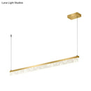 GobekUsa 35.5"/47" L Island Lamp Aluminum Dining Room LED Hanging Light Fixture in Gold, Warm/White Light