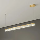 GobekUsa 35.5"/47" L Island Lamp Aluminum Dining Room LED Hanging Light Fixture in Gold, Warm/White Light