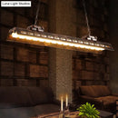 GobekUsa Antiqued Iron Rectangle Restaurant Island Lighting Fixture - Rust Finish, 2 Bulbs, Ceiling Hang