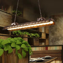 GobekUsa Antiqued Iron Rectangle Restaurant Island Lighting Fixture - Rust Finish, 2 Bulbs, Ceiling Hang