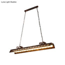 GobekUsa Antiqued Iron Rectangle Restaurant Island Lighting Fixture - Rust Finish, 2 Bulbs, Ceiling Hang