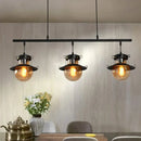 GobekUsa 3-Light Linear Hanging Island Pendant - Traditional Black Metal Lamp with Flared Shade