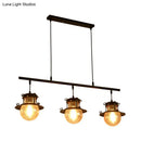 GobekUsa 3-Light Linear Hanging Island Pendant - Traditional Black Metal Lamp with Flared Shade