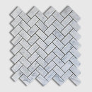Italian Carrara Honed Herringbone Marble Mosaics 12 1/8x13 3/8