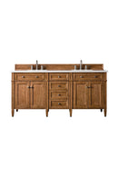 James Martin Brittany 72" Double Bathroom Vanity, Saddle Brown