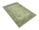 Ivory and Blue 6x9 Hand Knotted Traditional Oriental Oushak wool area rug by The Rug Decor