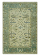 Ivory and Blue 6x9 Hand Knotted Traditional Oriental Oushak wool area rug by The Rug Decor