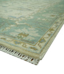 Ivory and Blue 6x9 Hand Knotted Traditional Oriental Oushak wool area rug by The Rug Decor