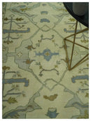 Ivory and Blue 6x9 Hand Knotted Traditional Oriental Oushak wool area rug by The Rug Decor