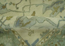 Ivory and Blue 6x9 Hand Knotted Traditional Oriental Oushak wool area rug by The Rug Decor