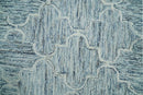 Ivory and Blue Modern Geometric Hand Tufted Multi Size Natural Wool Area Rug