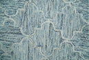 Hand Tufted Wool Area Rug Ivory and Blue Modern Geometric Design by The Rug Decor