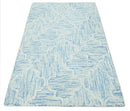 Ivory and Blue Modern Geometric Hand Tufted Natural Wool Area Rug - Made to Order by The Rug Decor