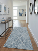 Hand Tufted Wool Area Rug Ivory and Blue Modern Geometric Design by The Rug Decor