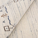Wool Area Rug Hand Loomed Ivory and Blue Tribal Border Design with Brown Accents by The Rug Decor