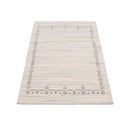 Ivory And Blue Tribal Border Design Hand Loomed Wool Area Rug