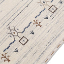 Ivory And Blue Tribal Border Design Hand Loomed Wool Area Rug