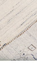 Wool Area Rug Hand Loomed Ivory and Blue Tribal Border Design with Brown Accents by The Rug Decor