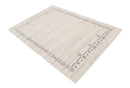 Wool Area Rug Hand Loomed Ivory and Blue Tribal Border Design with Brown Accents by The Rug Decor